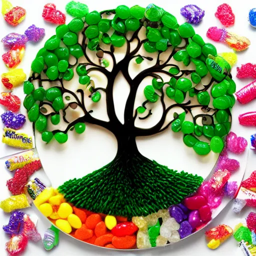 Image similar to the tree of life made up of candy