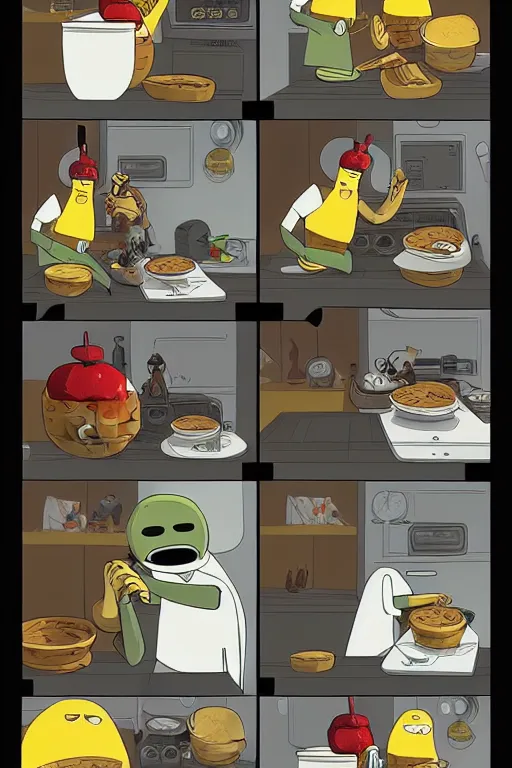 Image similar to mf doom madvilliany making pancakes in style of adventure time, animation pixar style, by pendleton ward, magali villeneuve, artgerm, rob rey and kentaro miura style, golden ratio, trending on art station