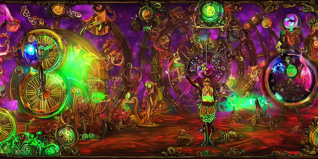 Prompt: psychedelic clockwork elves hd