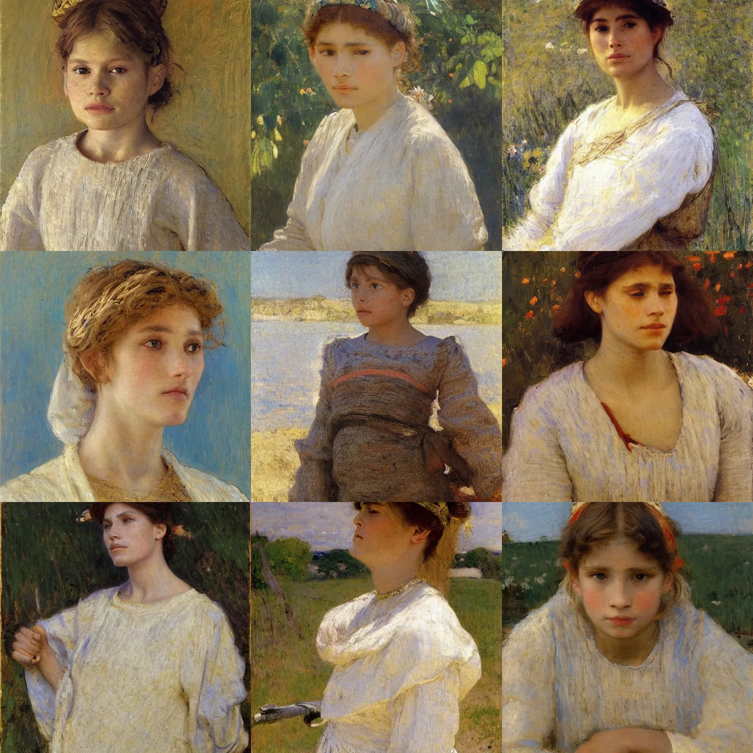 Prompt: a beautiful portrait of a sun goddess by jules bastien - lepage, detailed, 8 k