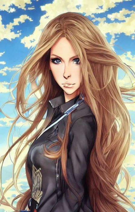 Image similar to nicole aniston, anime style, long hair, hair down, symmetrical facial features, from girls frontline, hyper realistic, pale skin, 4 k, rule of thirds, extreme detail, detailed drawing, trending artstation, hd, smoke explosion, trading card, by alphonse mucha, greg rutkowski, sharp focus, backlit