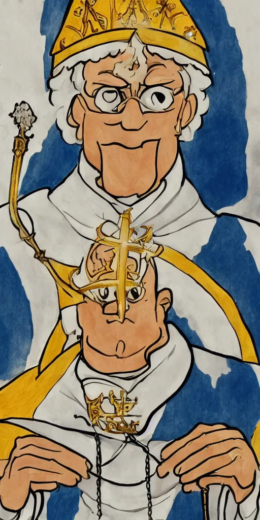 Image similar to the pope drawn by studio trigger,