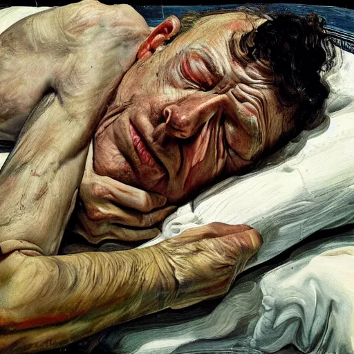 Prompt: high quality high detail painting by lucian freud, hd, sleeping