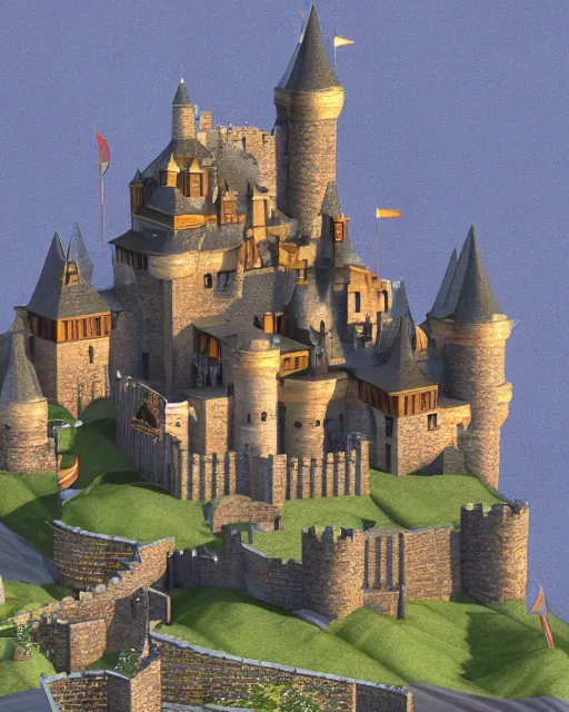 Image similar to give me a most beautiful castle 3 d render