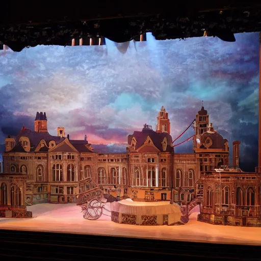 Image similar to scenic and projection design for a grand opera