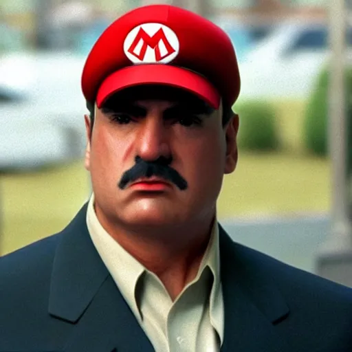 Image similar to mario in an episode of the sopranos ( 1 9 9 9 ), 4 k, cinematic, hbo, screencap, realistic, the sopranos, film footage