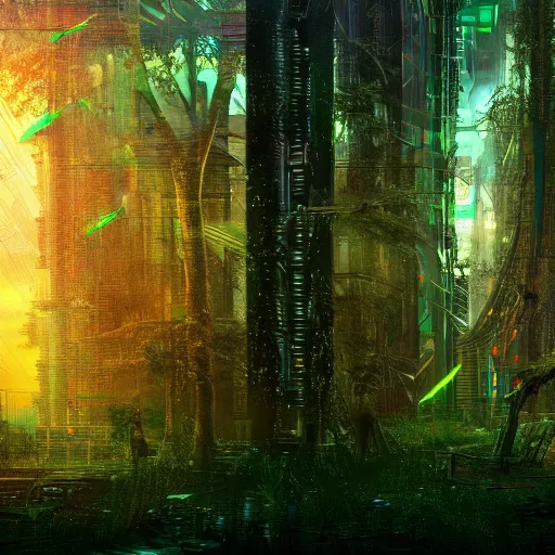Prompt: cyberpunk forest 8k hd