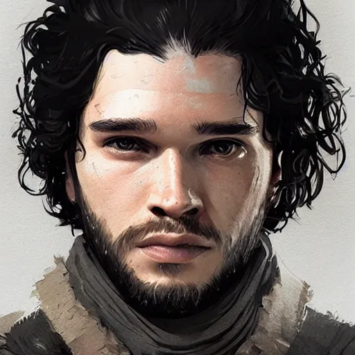 Image similar to portrait of jon snow with monkey pox by greg rutkowski, young, attractive, highly detailed portrait, scifi, digital painting, artstation, concept art, smooth, sharp foccus ilustration, artstation hq ”