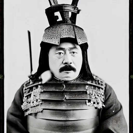 Image similar to “Boris Johnson in full samurai armour, 1900’s photo”