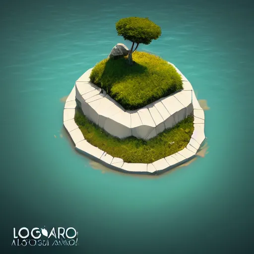 Image similar to a floating island on an aquatic environment isometric art, lago di sorapis landscape, low poly art, game art, artstation, 3D render, high detail, cgsociety, octane render, sharp focus