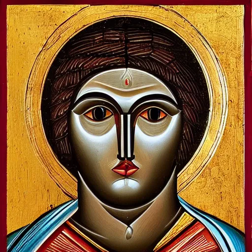 Image similar to portrait of raccoon, face of a raccoon, ancient byzantine icon, roman catholic icon, saintly, orthodox