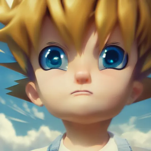 Image similar to super cute but angry cloud, portrait, face symmetry, centered, anime style, disney character style, octane render, symetrical portrait, 3 d, pixar, disney, epic lighting, cinematic composition, hyperrealistic, 8 k