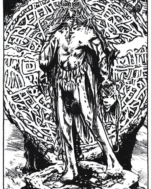 Image similar to a druid standing in a circle at the beginning of the world by marc silvestri