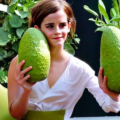 Image similar to emma watson as an avocado chair