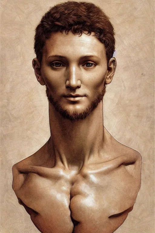 Prompt: Michelangelo\'s David, highly detailed, digital painting, artstation, concept art, smooth, sharp focus, illustration, ArtStation, art by artgerm and greg rutkowski and alphonse mucha and J. C. Leyendecker and Edmund Blair Leighton and Katsuhiro Otomo and Geof Darrow and Phil hale and Ashley wood and Ilya repin and Charlie Bowater