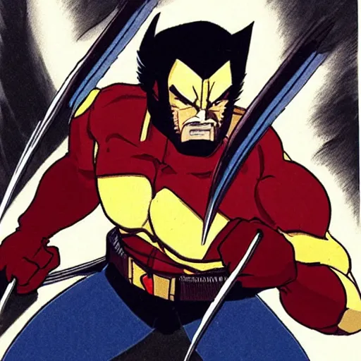 Image similar to a picture of wolverine drawn by studio ghibli