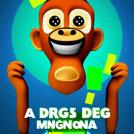 Prompt: a drug psa with monkey who high with marijuana, pop art, digiral art, highly rendered, octane rendered, 2 d style, colorful, colorama