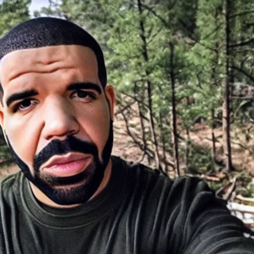 Prompt: Drake takes a selfie in Chernobyl