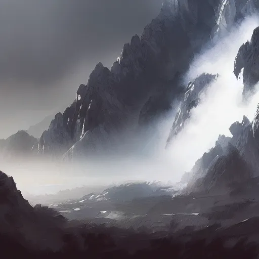 Prompt: misty mountain landscape, dramatic lighting, illustration by greg rutkowski, yoji shinkawa, 4 k, digital art, concept art, trending on artstation