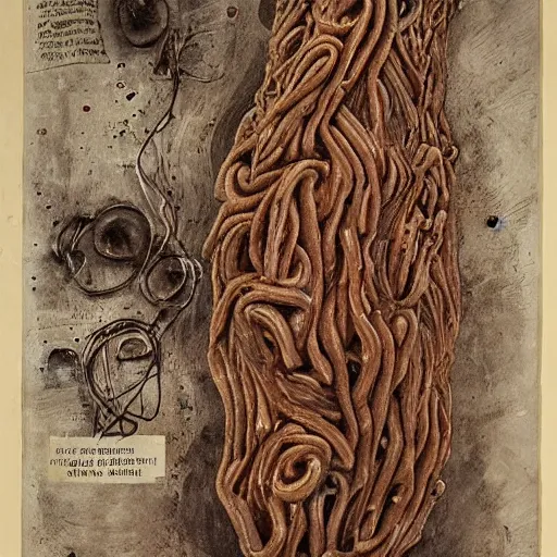 Image similar to by arthur streeton terrifying. a photograph of the human intestine in all its glory. each section of the intestine is labelled, & various items & creatures can be seen inside, such as bacteria, food particles, & even a little mouse.