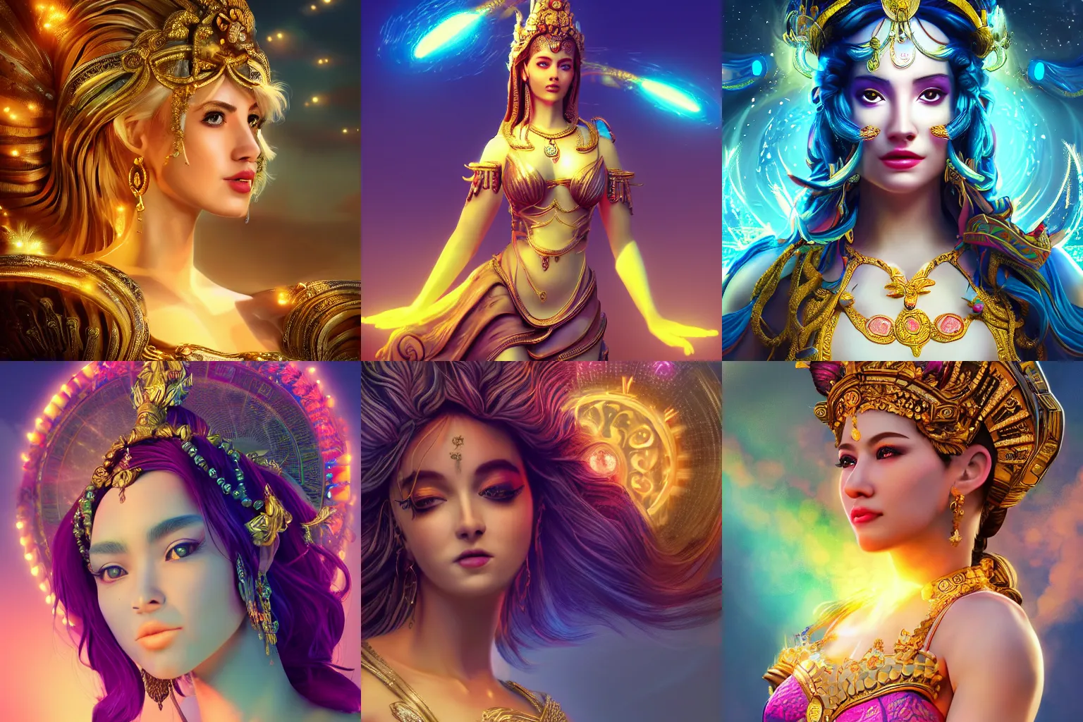 Prompt: a beautiful female goddess of money character, character is in all its glory, character is centered on the image, character is in her natural pose, rim lights, magic in the air, fancy clouds, highly detailed professional photo, dynamic lights, particles are flying, depth of field, trending on artstation, illustration, hyper realistic, vray caustics, super detailed, colorful accents, cinematic shot