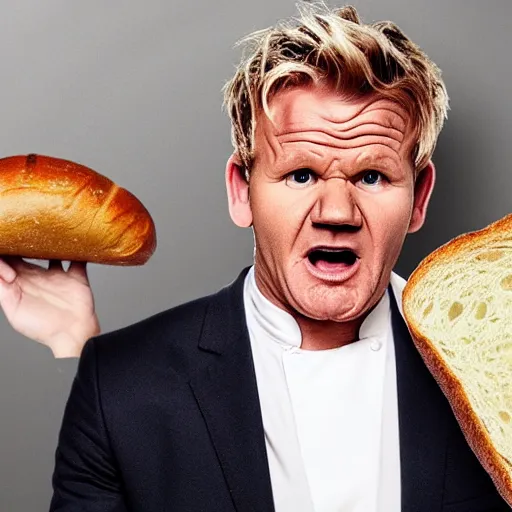 Image similar to gordon ramsay yelling at a loaf of bread