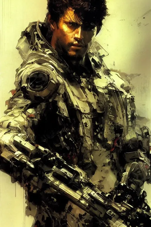 Image similar to synthwave, attractive male, painting by edwin longsden long, yoji shinkawa, craig mullins