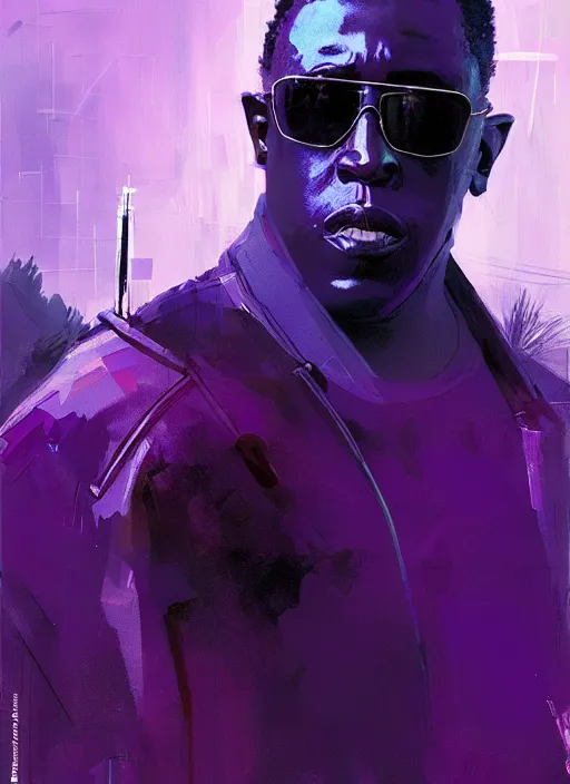 Image similar to wesley snipes as blade, blue and purple hour, by ismail inceoglu