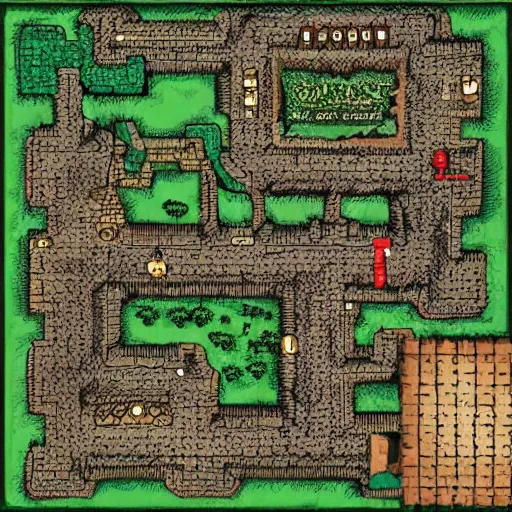 Image similar to map of a dungeon in a forest, isometric, detailed, game, dungeons and dragons