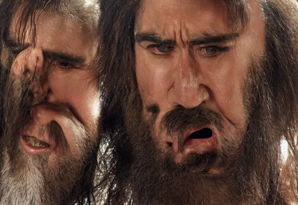 Prompt: nicholas cage as a caveman