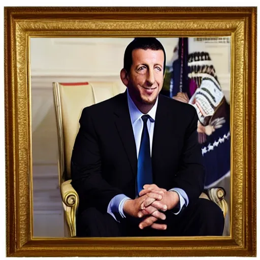 Image similar to president adam sandler, official portrait