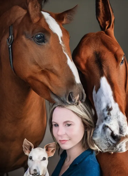 Image similar to a full portrait photo of frog bird horse cow dog, f / 2 2, 3 5 mm, 2 7 0 0 k, lighting, perfect faces, award winning photography.