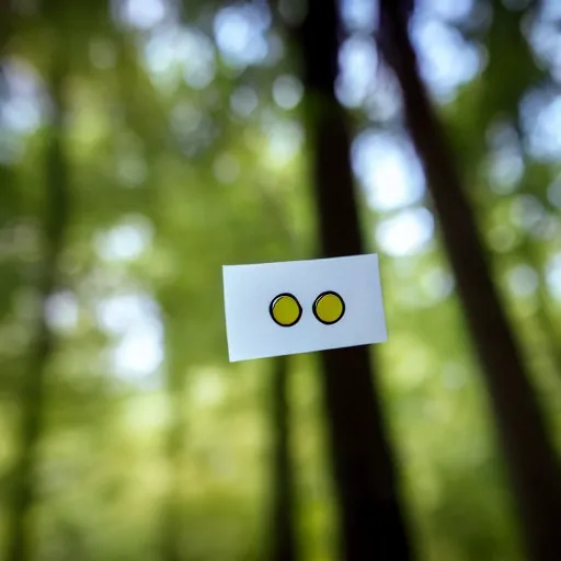 Image similar to office paperclip, paperclip, googly eyes, in the woods, photography, depth of field, 4 k resolution