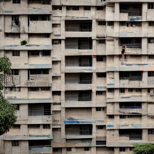 Prompt: brutalist public housing in New Delhi India