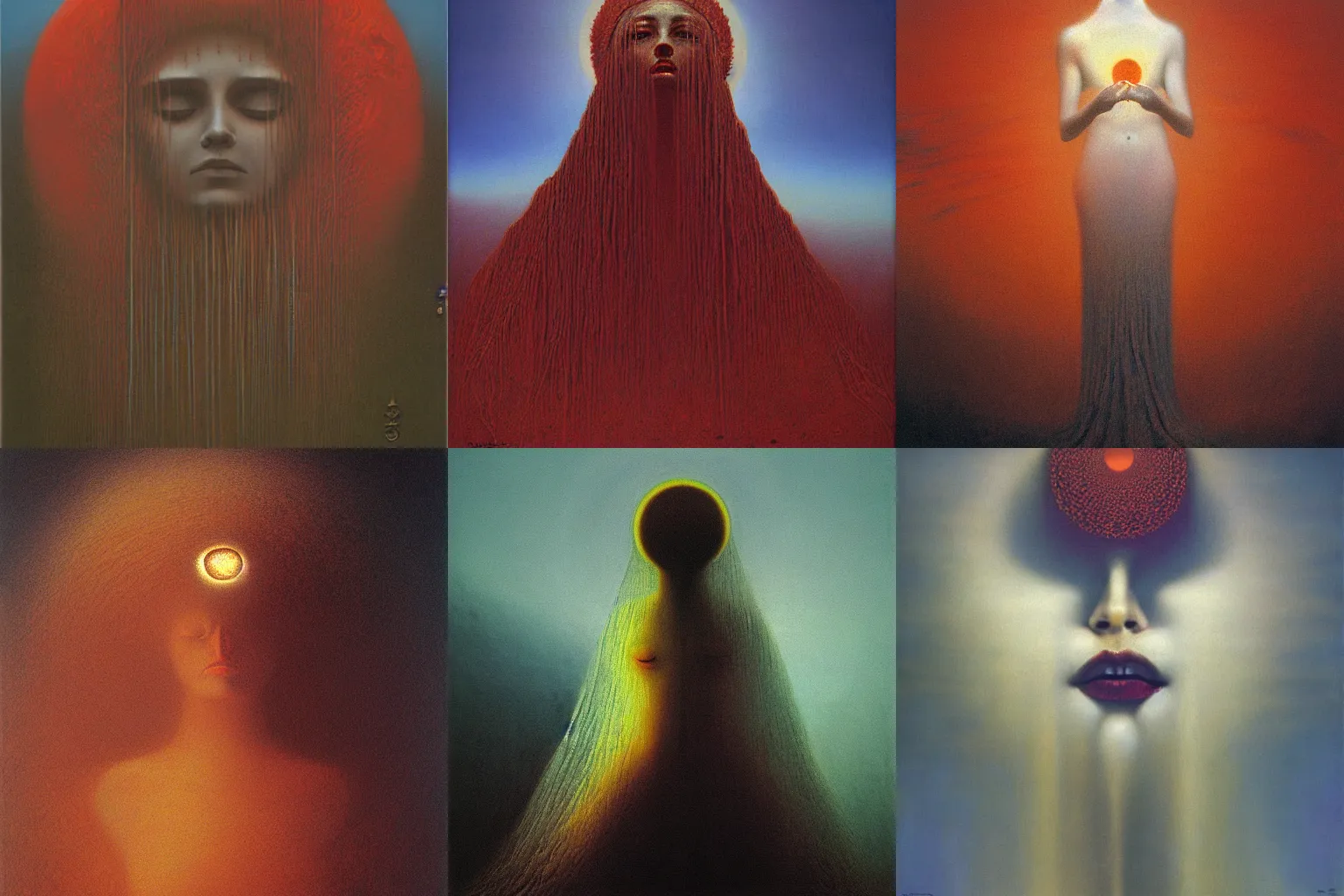 Image similar to The queen of the sun by Zdzislaw Beksinski, oil on canvas