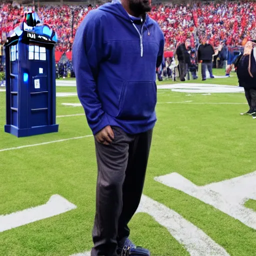 Image similar to mike tomlin as doctor who, contemporary, wide shot