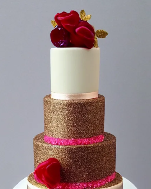 Image similar to elegant quartz raspberry wedding cake dripping fondant, stylized, sparkling, glitter, gilding, ornate, sylvain sarrailh, joongwon jeong