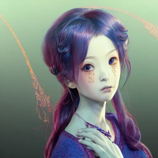 Prompt: the portrait of a blueberry that resembles an absurdly beautiful, graceful, elegant, sophisticated anime japanese girl, an ultrafine hyperdetailed illustration by kim jung gi, irakli nadar, intricate linework, bright colors, octopath traveler, final fantasy, unreal engine 5 highly rendered, global illumination, radiant light, detailed and intricate environment