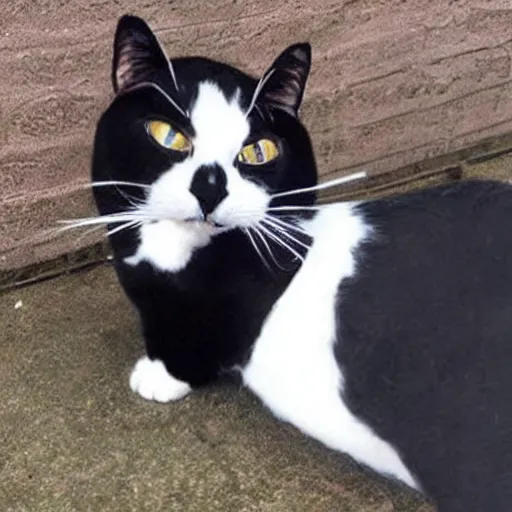 Prompt: a tuxedo cat dressed up as queen elizabeth