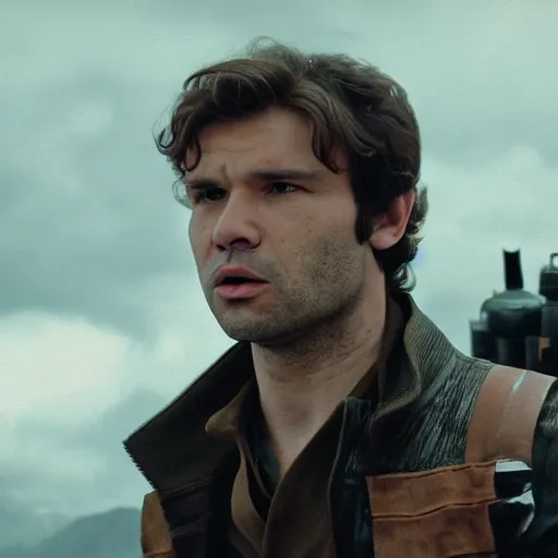 Prompt: film still of luca adesso from soundcloud as han solo in star wars