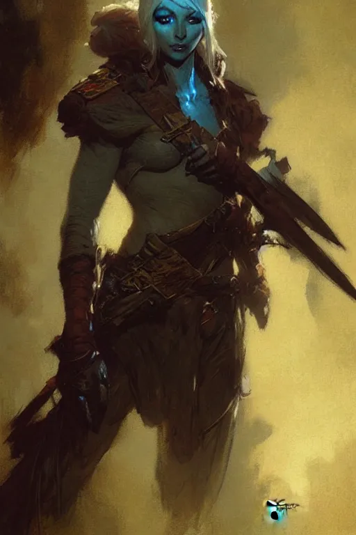 Image similar to drow ranger portrait dnd, painting by gaston bussiere, craig mullins, greg rutkowski, yoji shinkawa