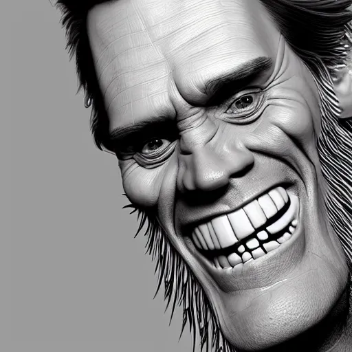 Image similar to jim carrey is fused into a slim jim, hyperdetailed, artstation, cgsociety, 8 k