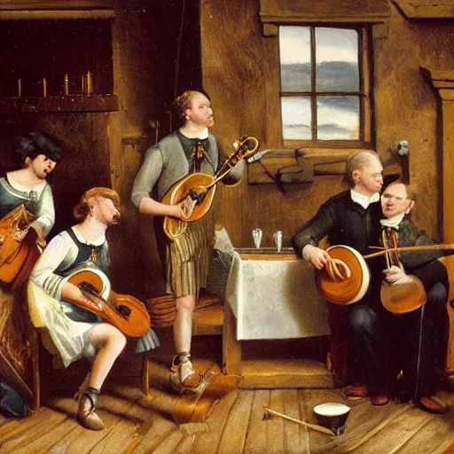 Image similar to the corries performing music in a tavern