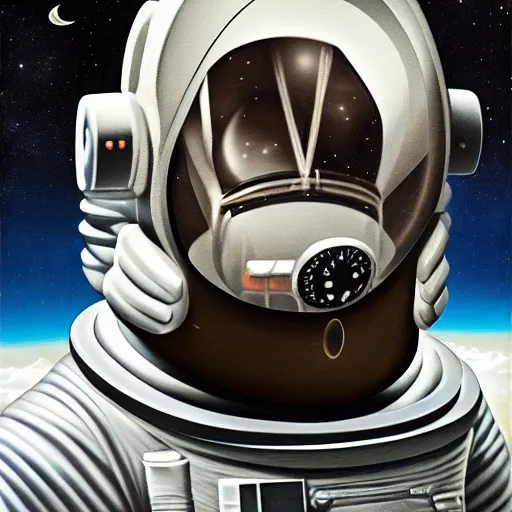 Image similar to paint of a lunar bored ape astronaut, art by damien gilley, optical illusion, surrealism, modern art, 8 k resolution, artwork beautiful