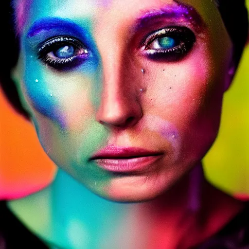 woman oilslick face portrait with cosmic skin photo by | Stable ...