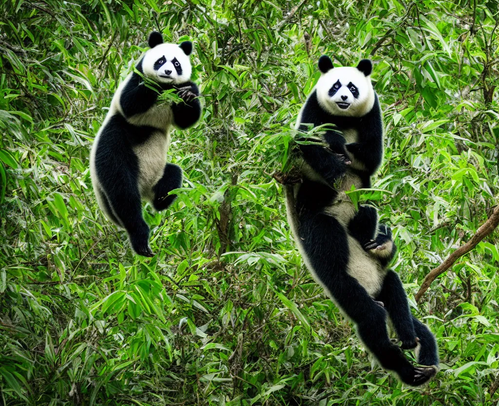 Prompt: Green panda in the wild, National Geographic photography