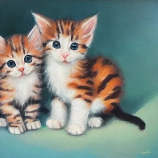 Image similar to cute kittens, oil on canvas, masterpiece!!!!!!!!!!!!!!!!