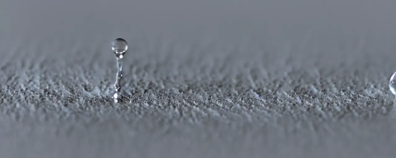 Image similar to a single drop of water balances on the tip of a pin, extreme close - up