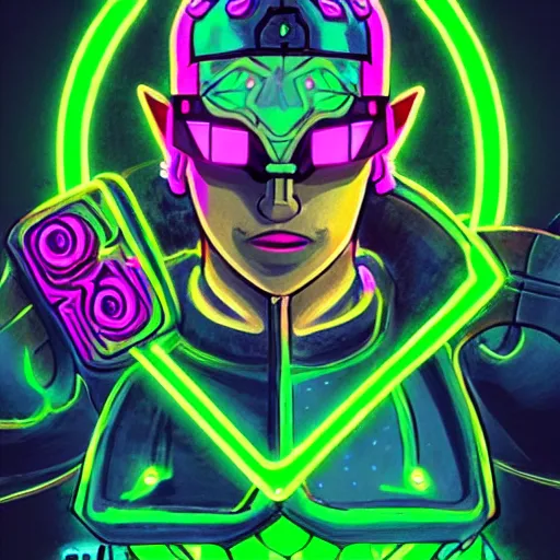 Prompt: cyberpunk legend of zelda, neon