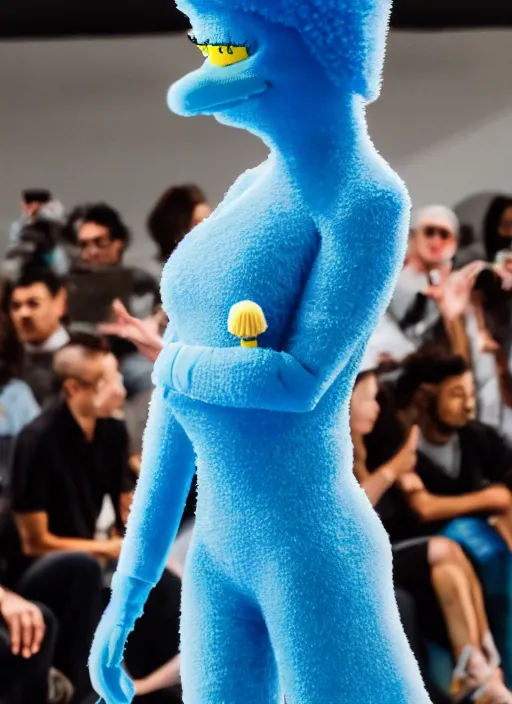 Image similar to hyperrealistic and heavy detailed air jordan runway show of marge simpson, leica sl 2 5 0 mm, vivid color, high quality, high textured, real life